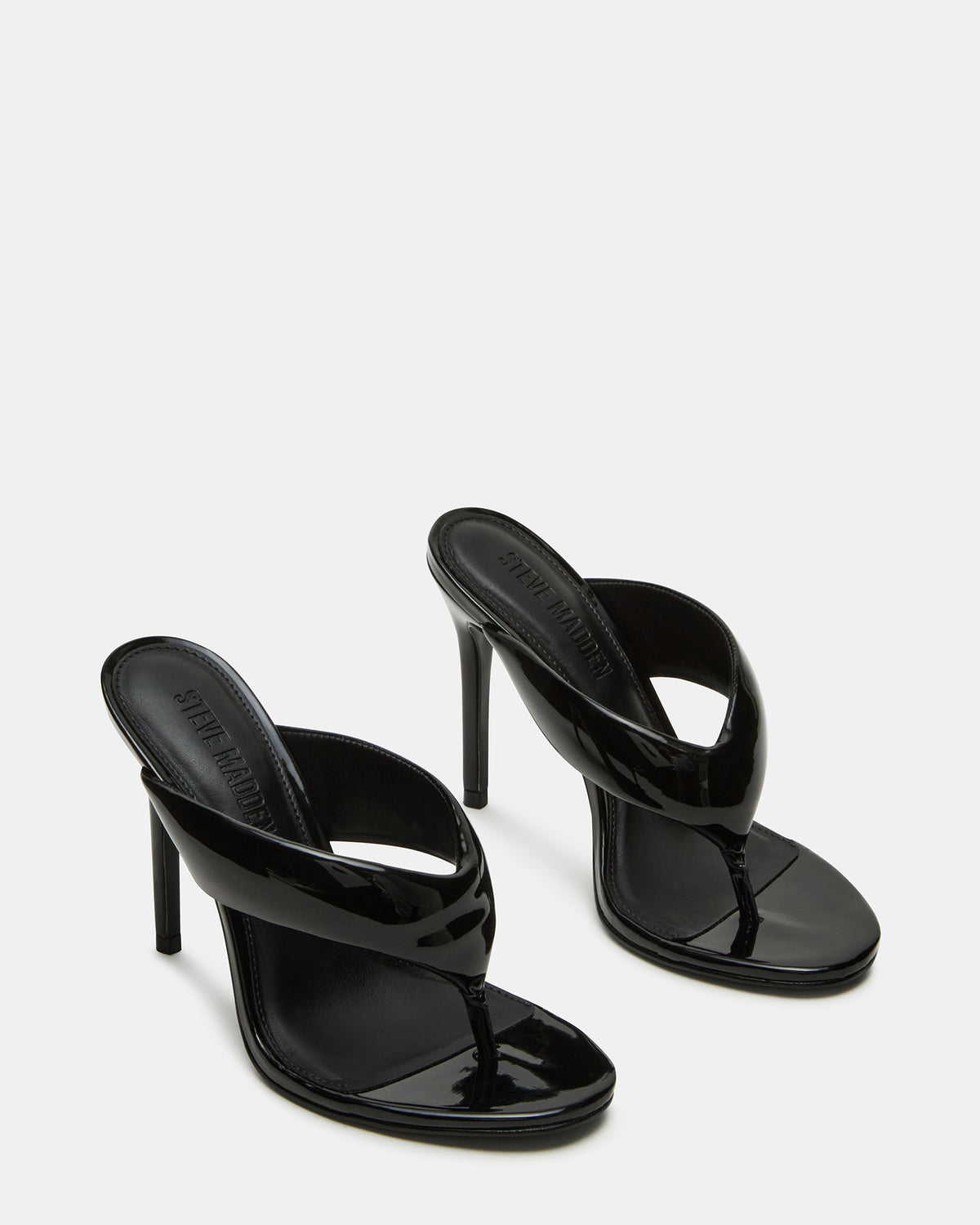 SABINE Black Patent Thong Mule Women's Heel Steve Madden BLACK PATENT