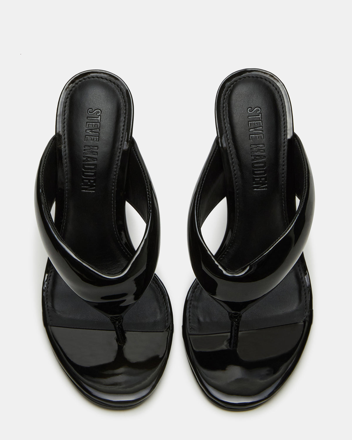SABINE Black Patent Thong Mule Women's Heel Steve Madden BLACK PATENT
