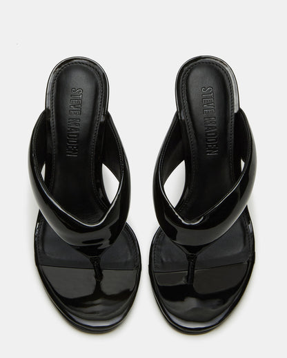 SABINE Black Patent Thong Mule Women's Heel Steve Madden BLACK PATENT