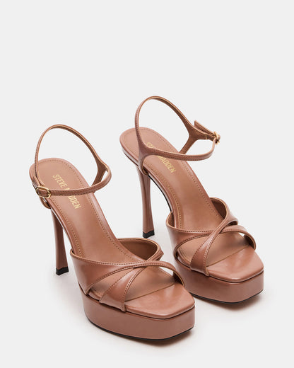 SCARLET Mocha Square-Toe Strappy Platform Women's Heel Steve Madden MOCHA