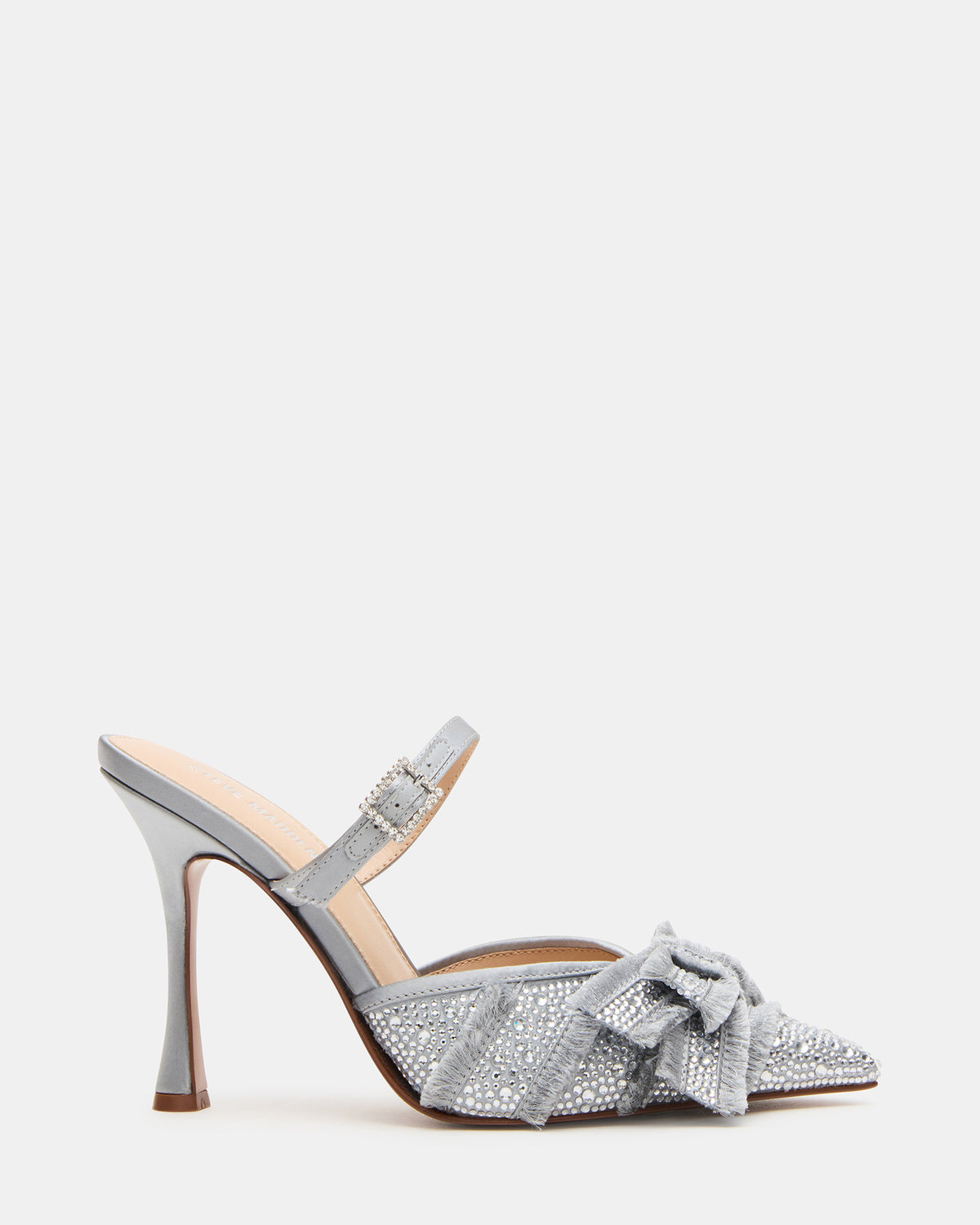BAYLIN Grey Satin Rhinestones Bow Pointed-Toe Stiletto Women's Heel Steve Madden GREY SATIN