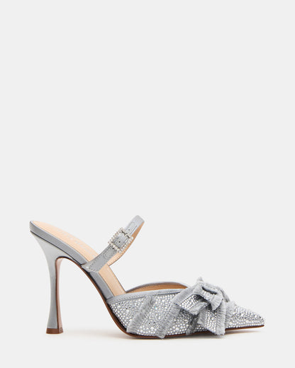 BAYLIN Grey Satin Rhinestones Bow Pointed-Toe Stiletto Women's Heel Steve Madden GREY SATIN