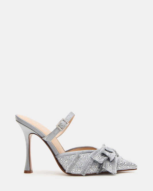 BAYLIN Grey Satin Rhinestones Bow Pointed-Toe Stiletto Women's Heel Steve Madden GREY SATIN