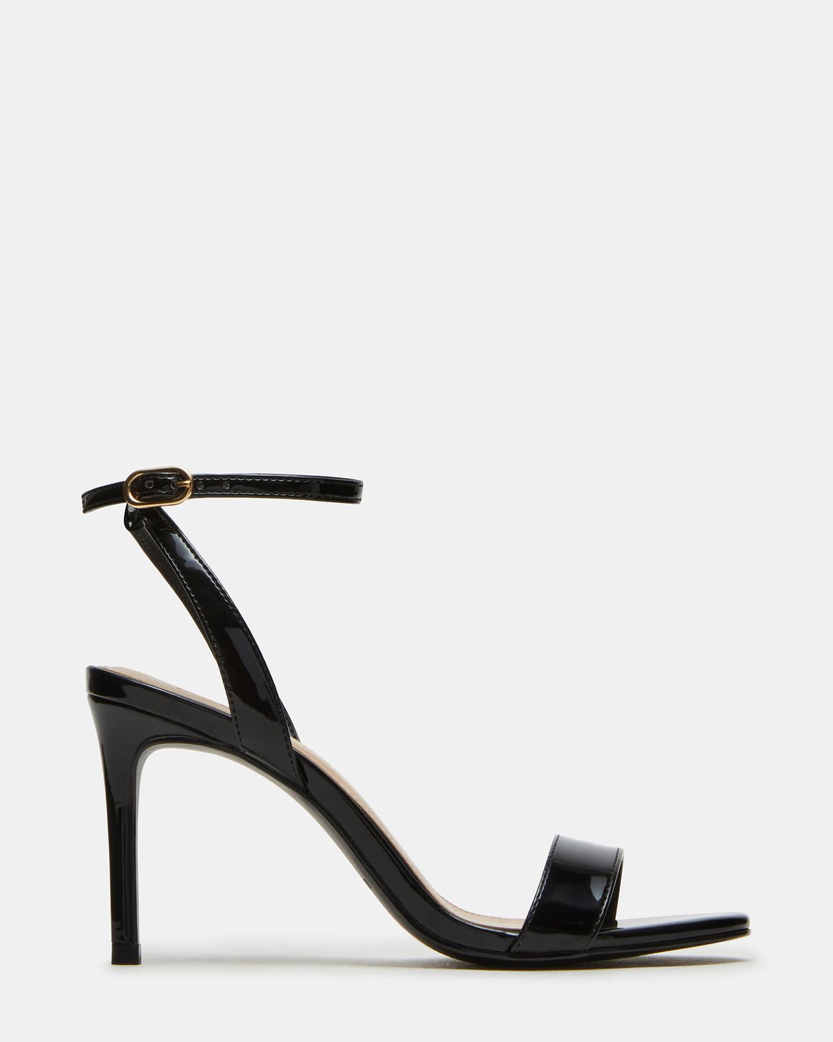 SUZIE Black Patent Women's Open Toe Stiletto Strappy Heel Steve Madden BLACK PATENT