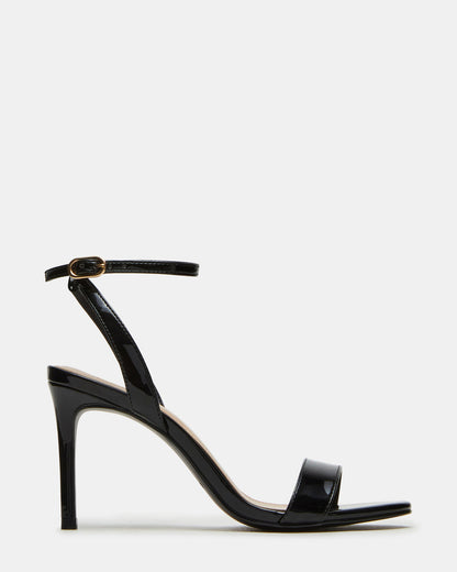 SUZIE Black Patent Women's Open Toe Stiletto Strappy Heel Steve Madden BLACK PATENT