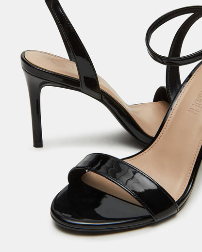 SUZIE Black Patent Women's Open Toe Stiletto Strappy Heel Steve Madden BLACK PATENT
