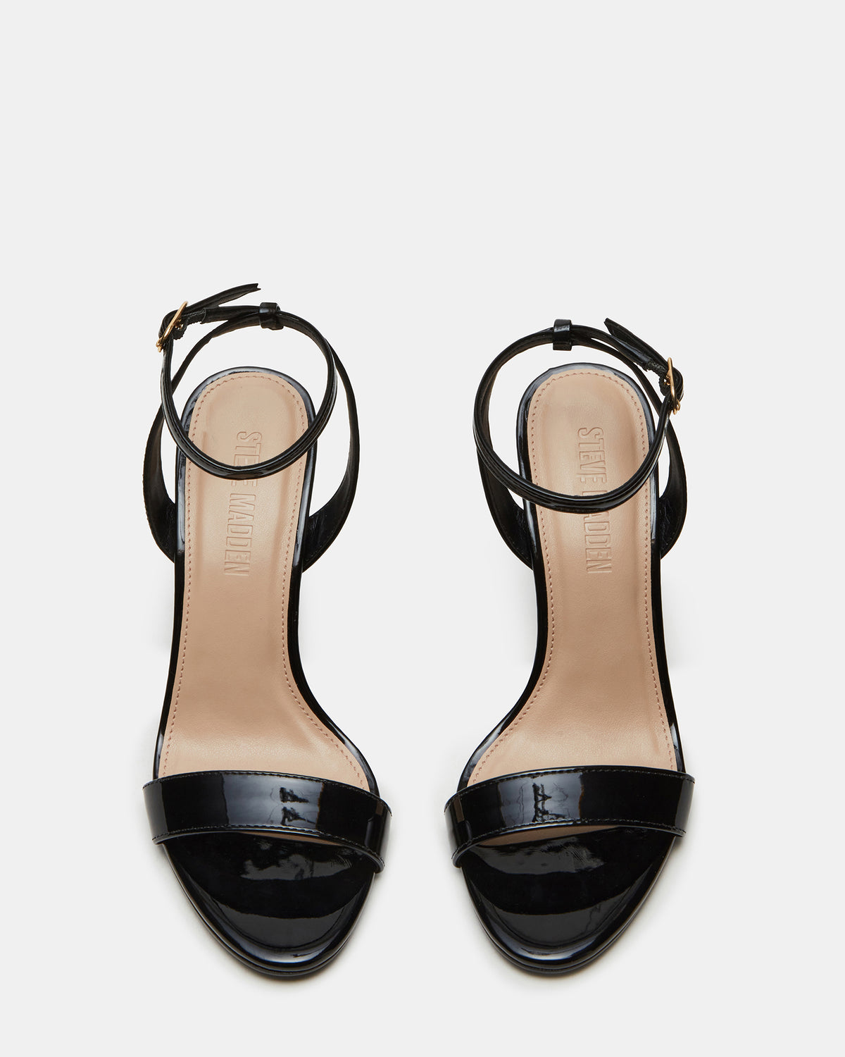 SUZIE Black Patent Women's Open Toe Stiletto Strappy Heel Steve Madden BLACK PATENT