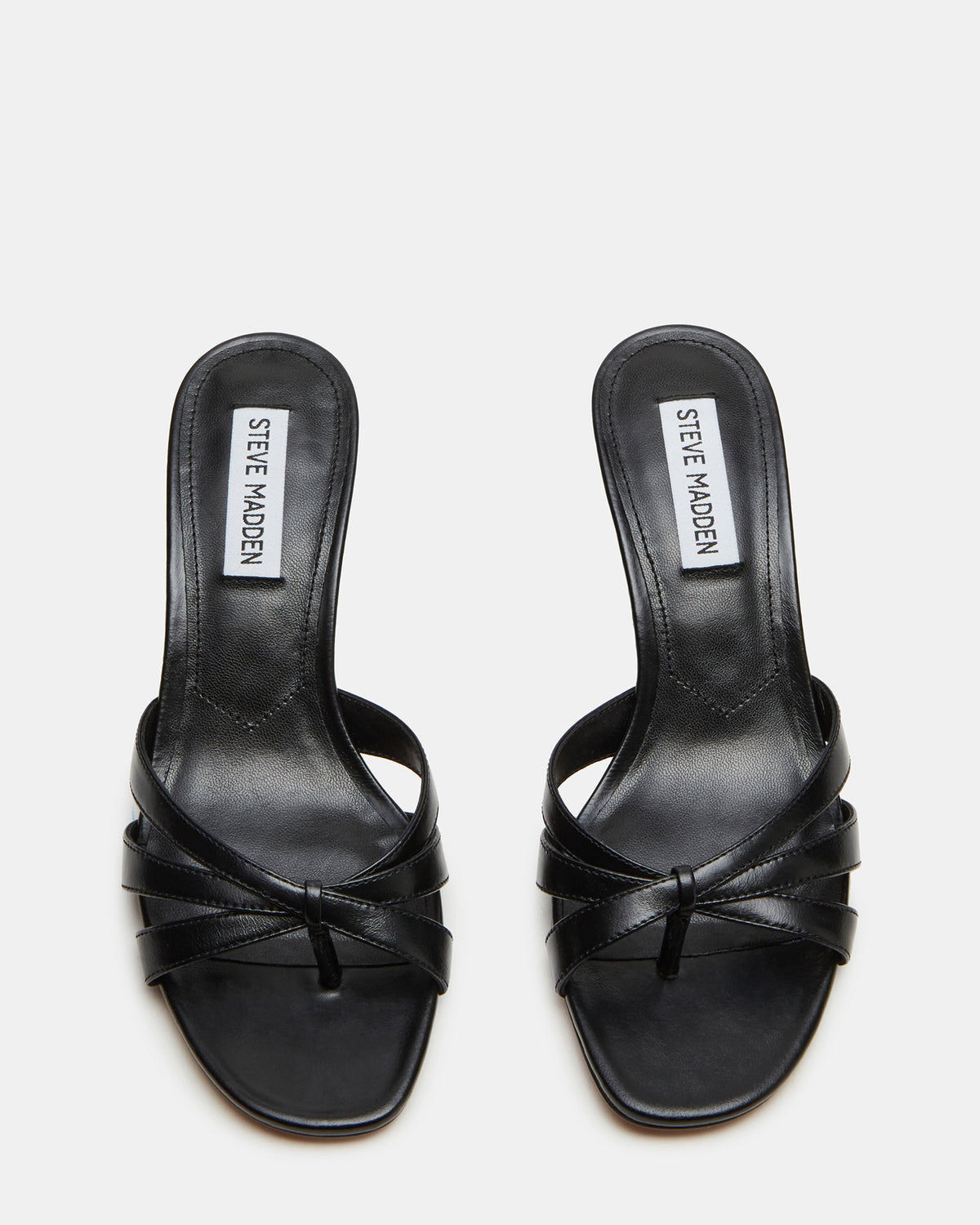 CARY Black Leather Square-Toe Strappy Mule Women's Heel Steve Madden BLACK LEATHER