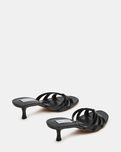 CARY Black Leather Square-Toe Strappy Mule Women's Heel Steve Madden BLACK LEATHER