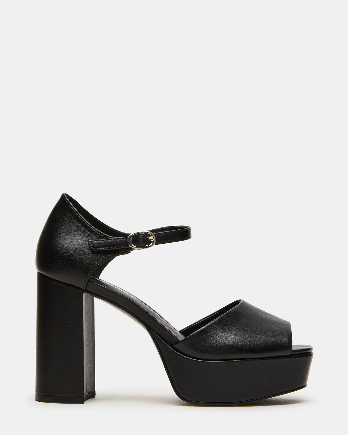 LONDON Black Leather Platfrom Block Heel Square-Toe Women's Heel Steve Madden BLACK LEATHER