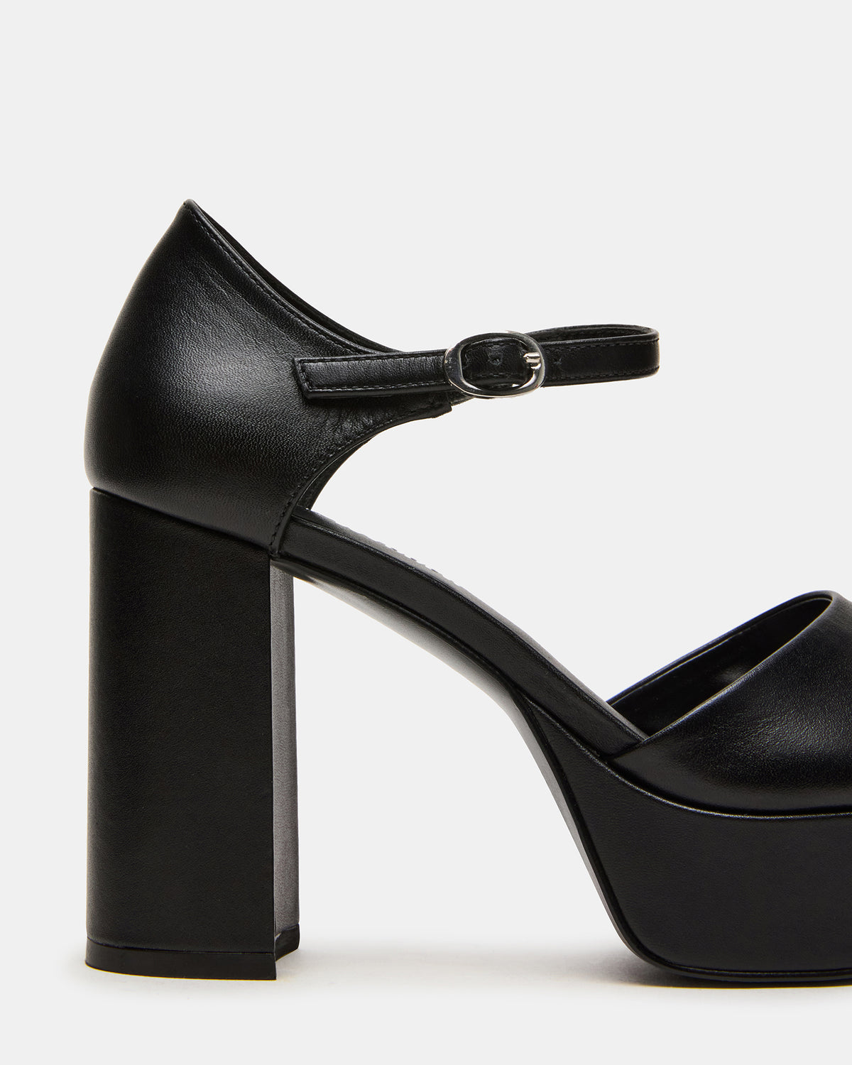 LONDON Black Leather Platfrom Block Heel Square-Toe Women's Heel Steve Madden BLACK LEATHER