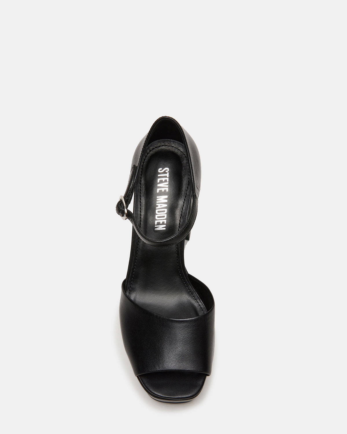 LONDON Black Leather Platfrom Block Heel Square-Toe Women's Heel Steve Madden BLACK LEATHER