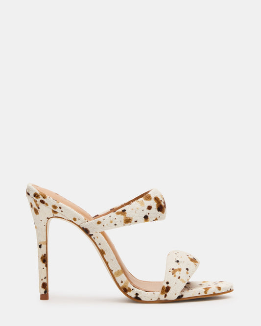 SATURN-C WHITE/CAMEL Stiletto Mule Women's Heel