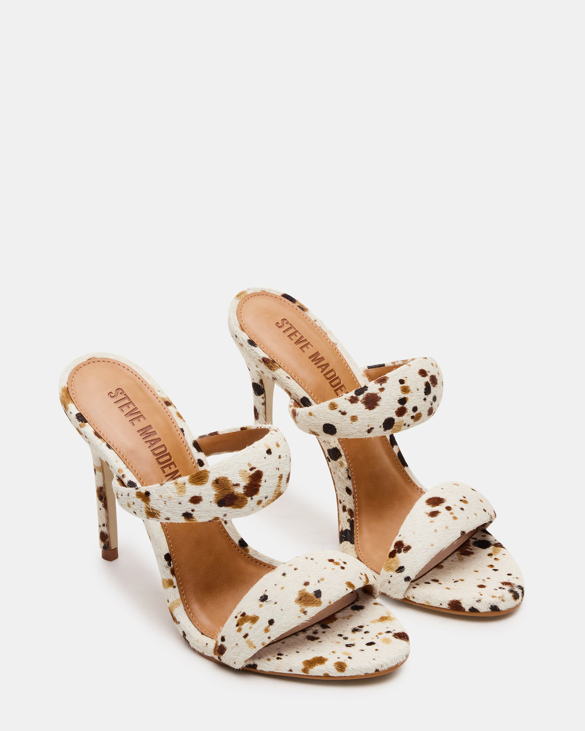 SATURN-C WHITE/CAMEL Stiletto Mule Women's Heel Steve Madden WHT/CAMEL