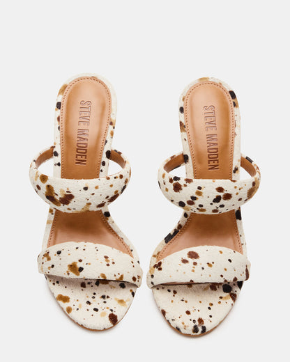 SATURN-C WHITE/CAMEL Stiletto Mule Women's Heel Steve Madden WHT/CAMEL