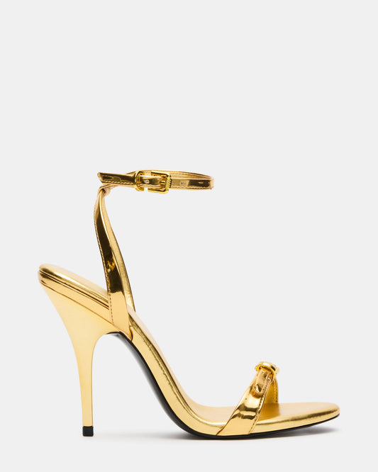 FOXX Gold Strappy Stiletto Open-Toe Women's Heel