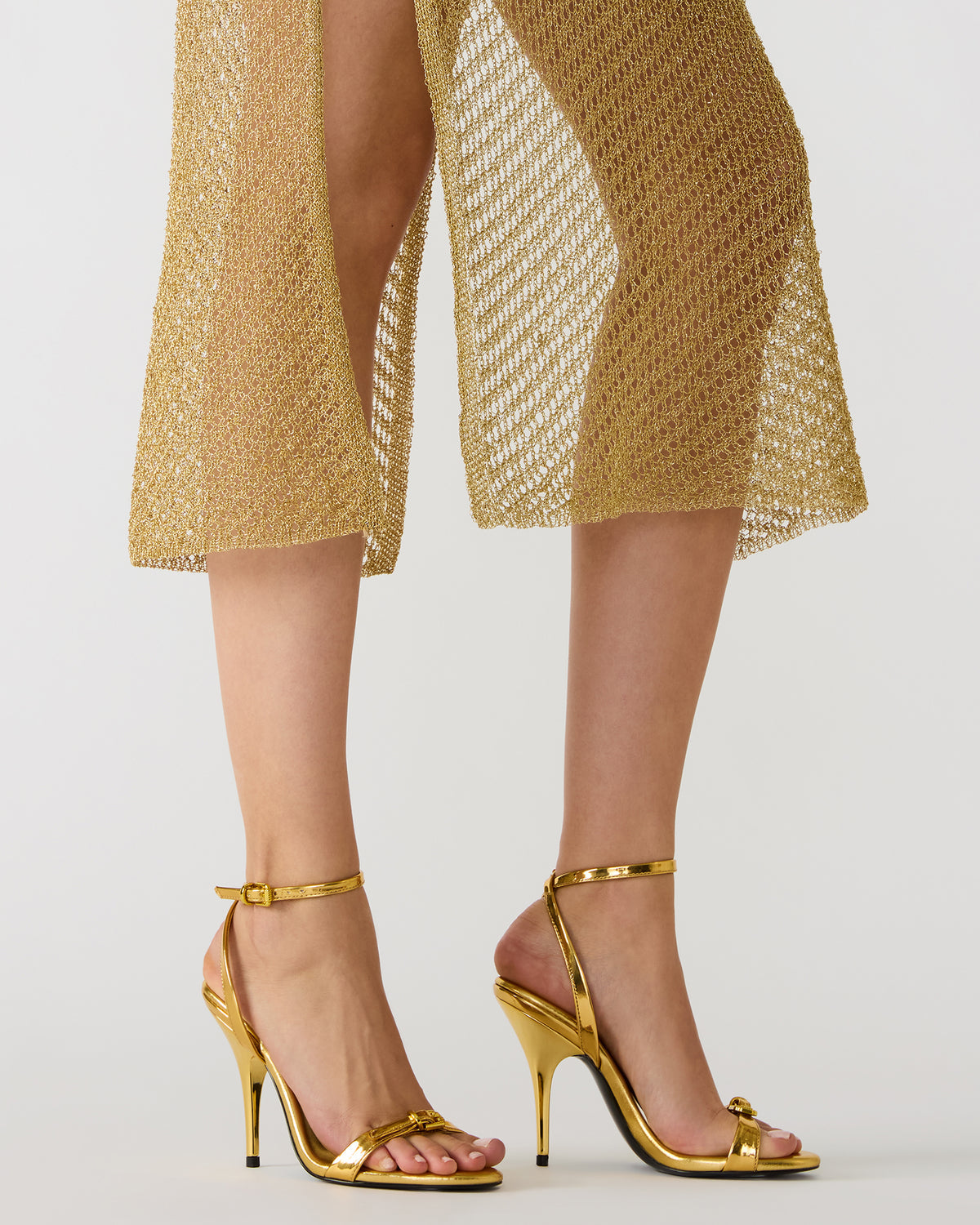 FOXX Gold Strappy Stiletto Open-Toe Women's Heel Steve Madden GOLD