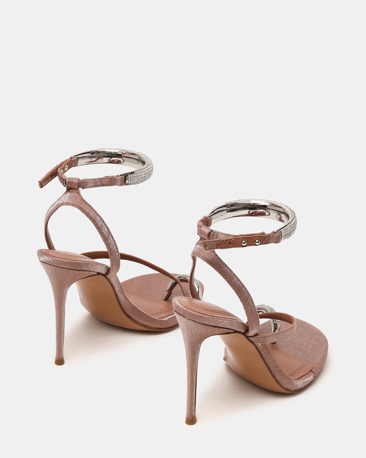 TIA Rhinestones Mocha Satin Open-Toe Stiletto Women's Heel Steve Madden MOCHA SATIN