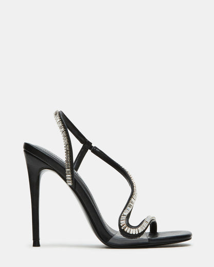 NESSA Black Square Toe Rhinestone Stiletto Heel | Women's Heels Steve Madden BLACK