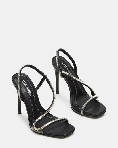 NESSA Black Square Toe Rhinestone Stiletto Heel | Women's Heels Steve Madden BLACK