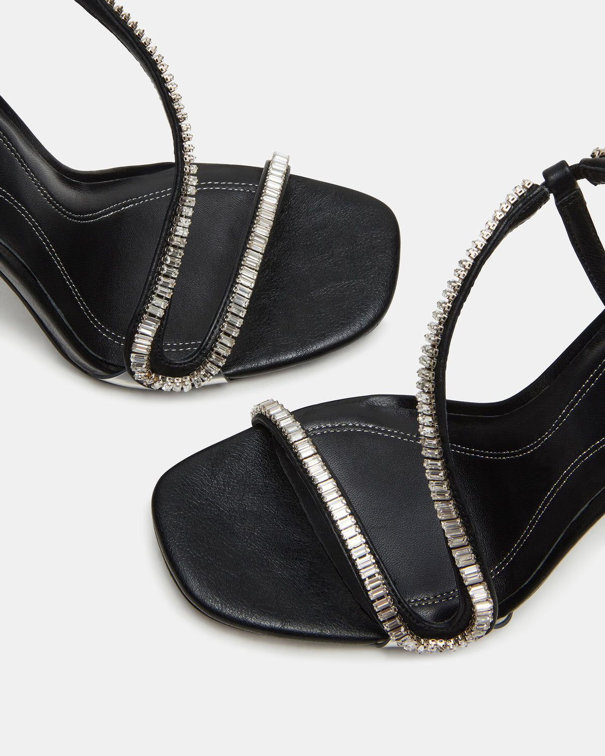 NESSA Black Square Toe Rhinestone Stiletto Heel | Women's Heels Steve Madden BLACK