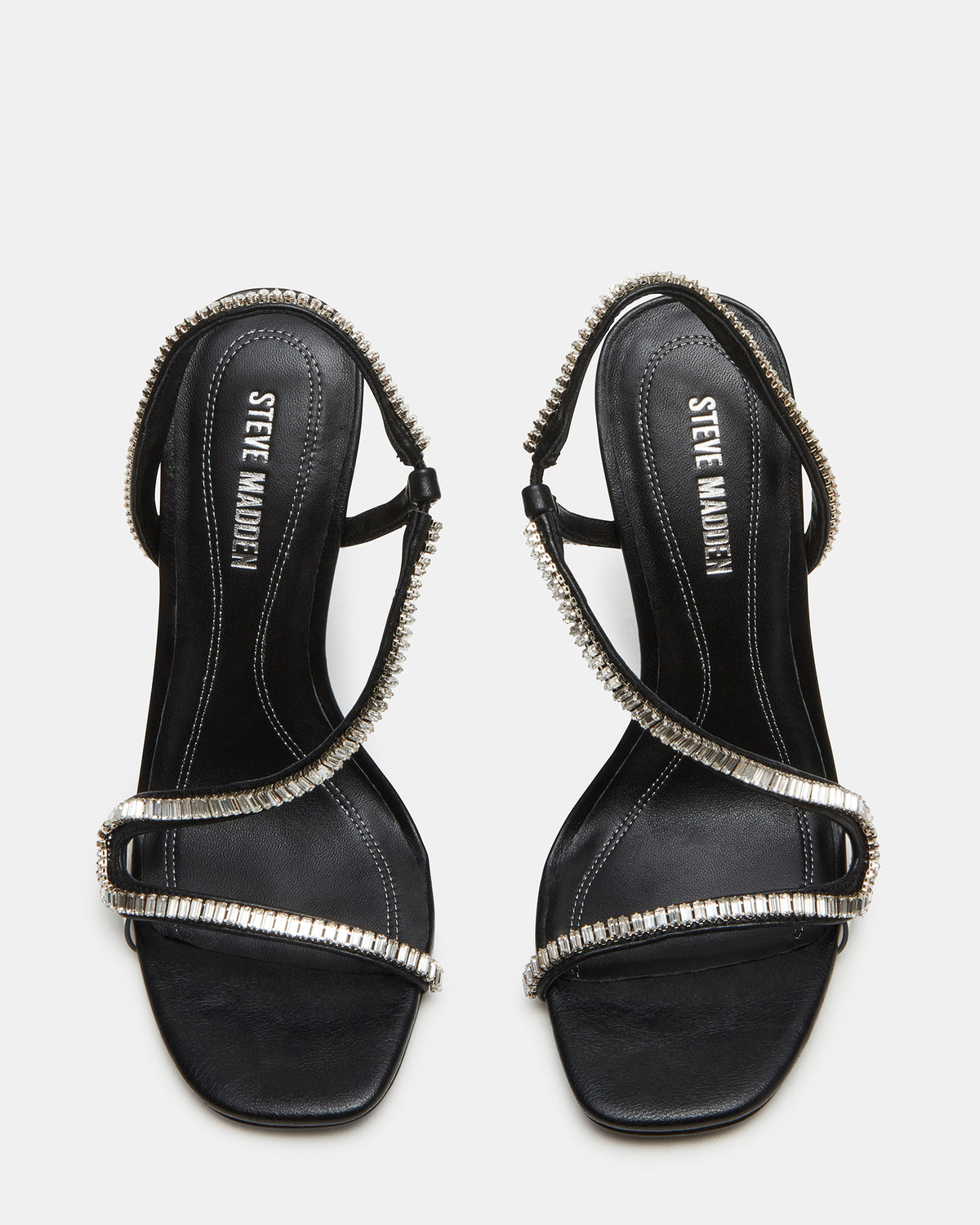 NESSA Black Square Toe Rhinestone Stiletto Heel | Women's Heels Steve Madden BLACK