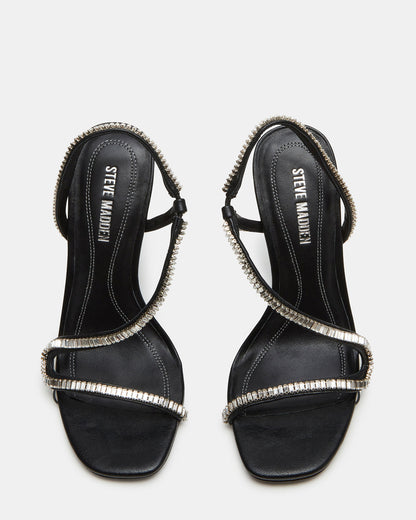 NESSA Black Square Toe Rhinestone Stiletto Heel | Women's Heels Steve Madden BLACK