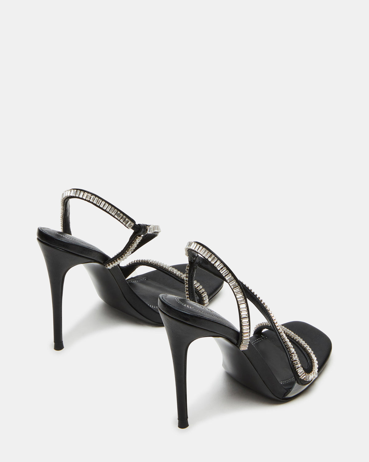 NESSA Black Square Toe Rhinestone Stiletto Heel | Women's Heels Steve Madden BLACK