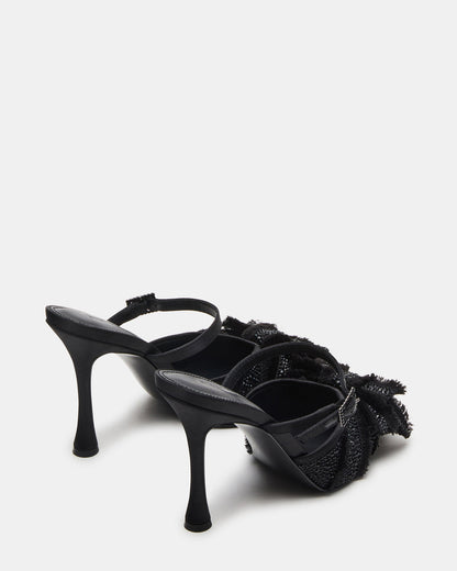 BAYLIN Black Satin Rhinestones Bow Pointed-Toe Stiletto Women's Heel Steve Madden BLACK SATIN