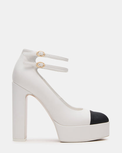 PEYTON White Leather Block Heel Platform Women's Heel Steve Madden WHITE LEATHER
