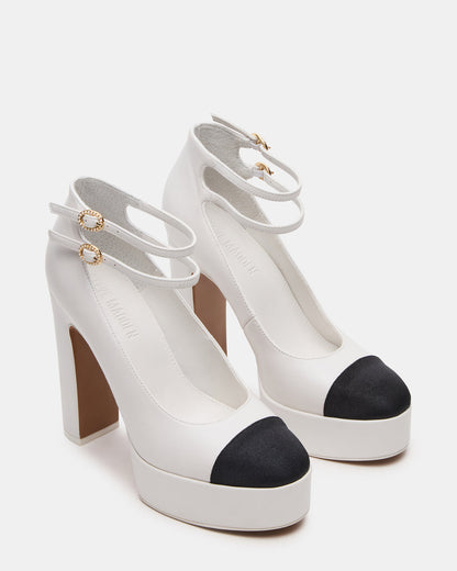 PEYTON White Leather Block Heel Platform Women's Heel Steve Madden WHITE LEATHER