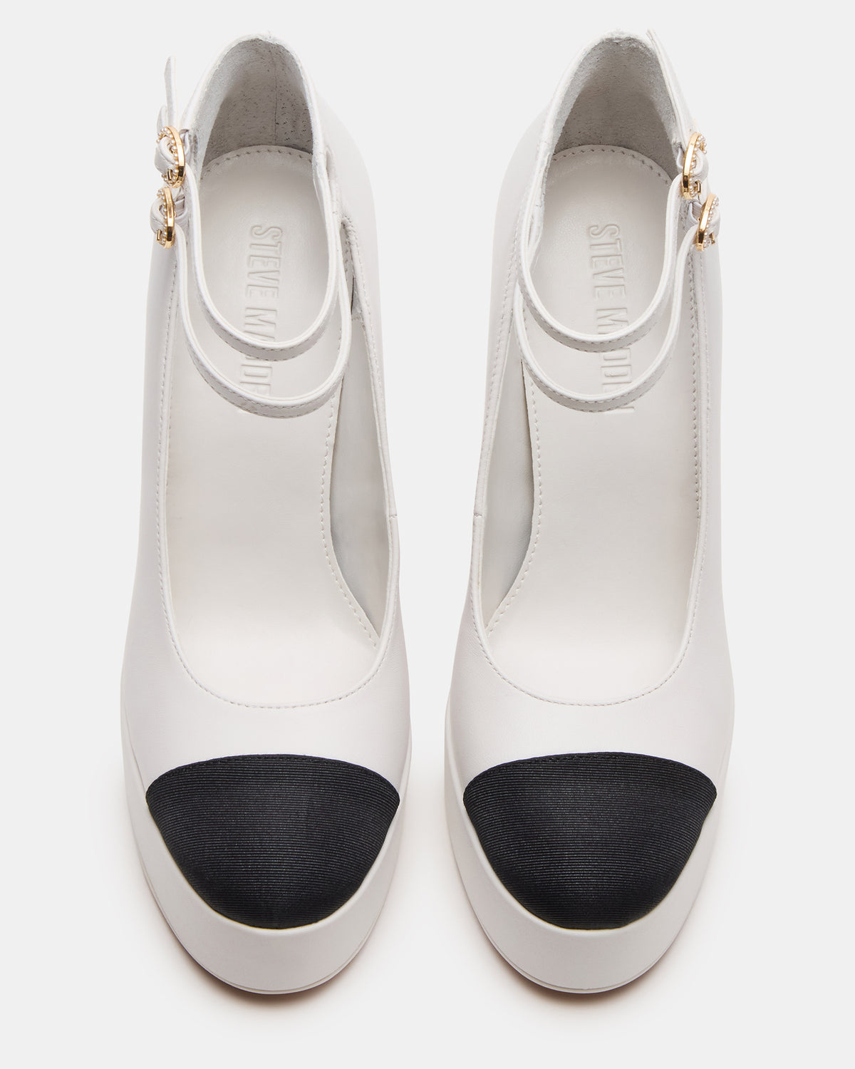 PEYTON White Leather Block Heel Platform Women's Heel Steve Madden WHITE LEATHER