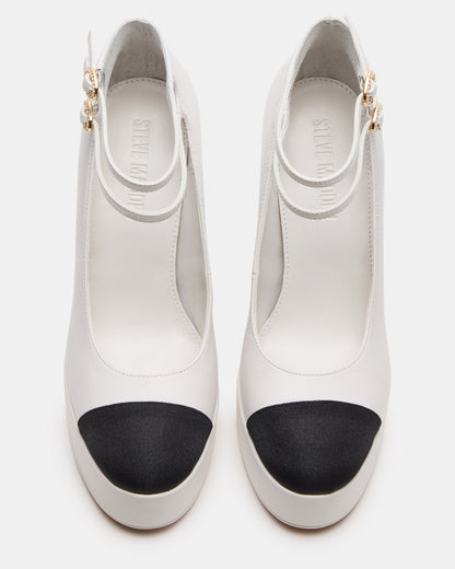 PEYTON White Leather Block Heel Platform Women's Heel Steve Madden WHITE LEATHER