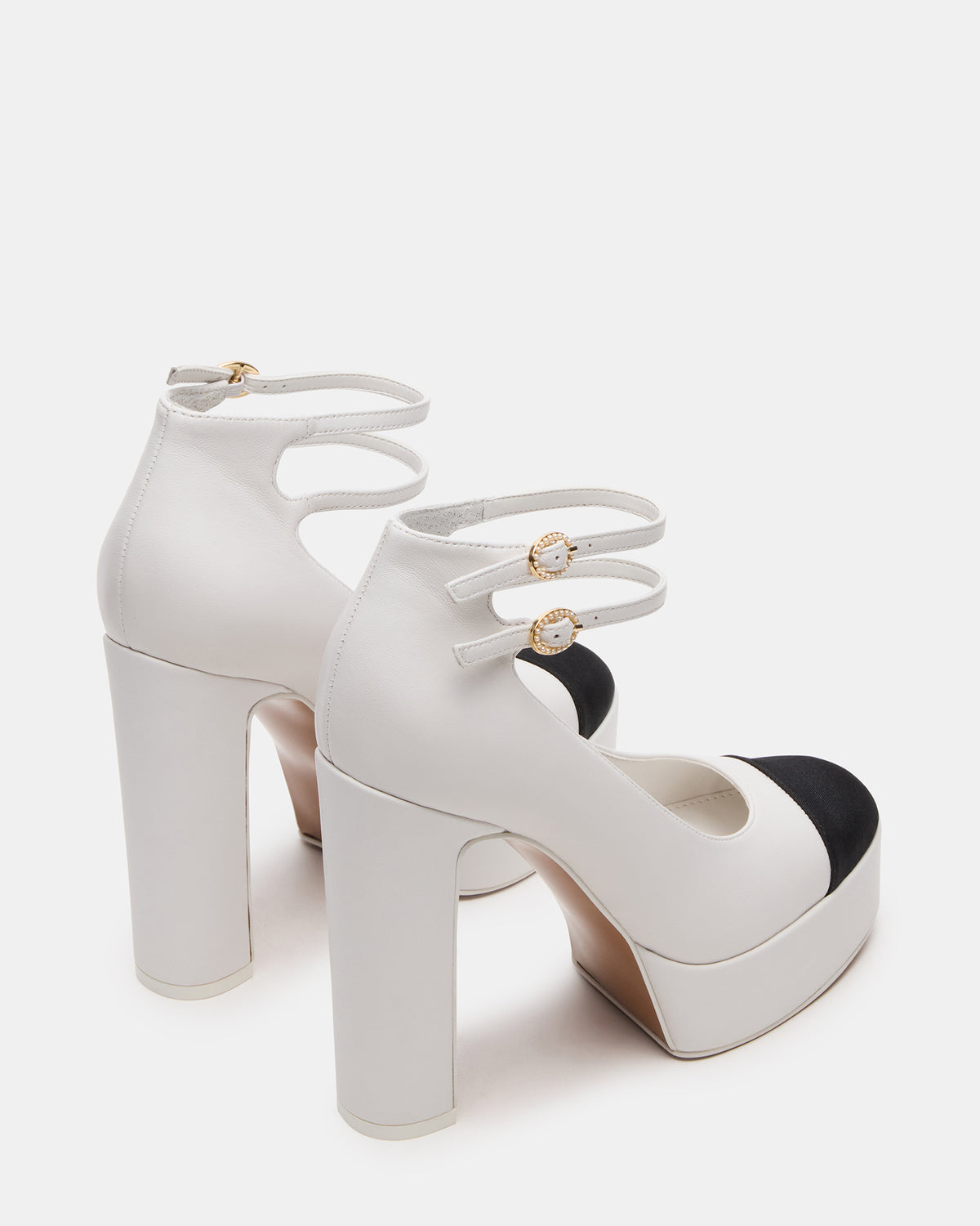 PEYTON White Leather Block Heel Platform Women's Heel Steve Madden WHITE LEATHER