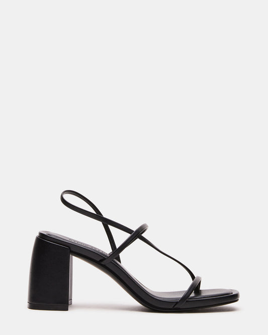 DIORA Black Women's Strappy Square-Toe Heel