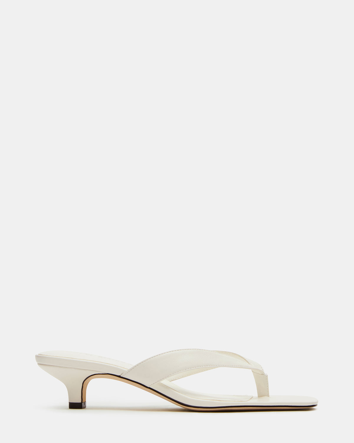 TRACIE White Leather Thong Strap Women's Kitten Heel Steve Madden WHITE LEATHER