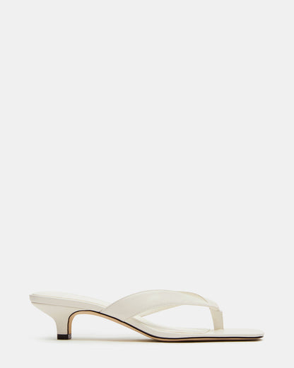 TRACIE White Leather Thong Strap Women's Kitten Heel Steve Madden WHITE LEATHER