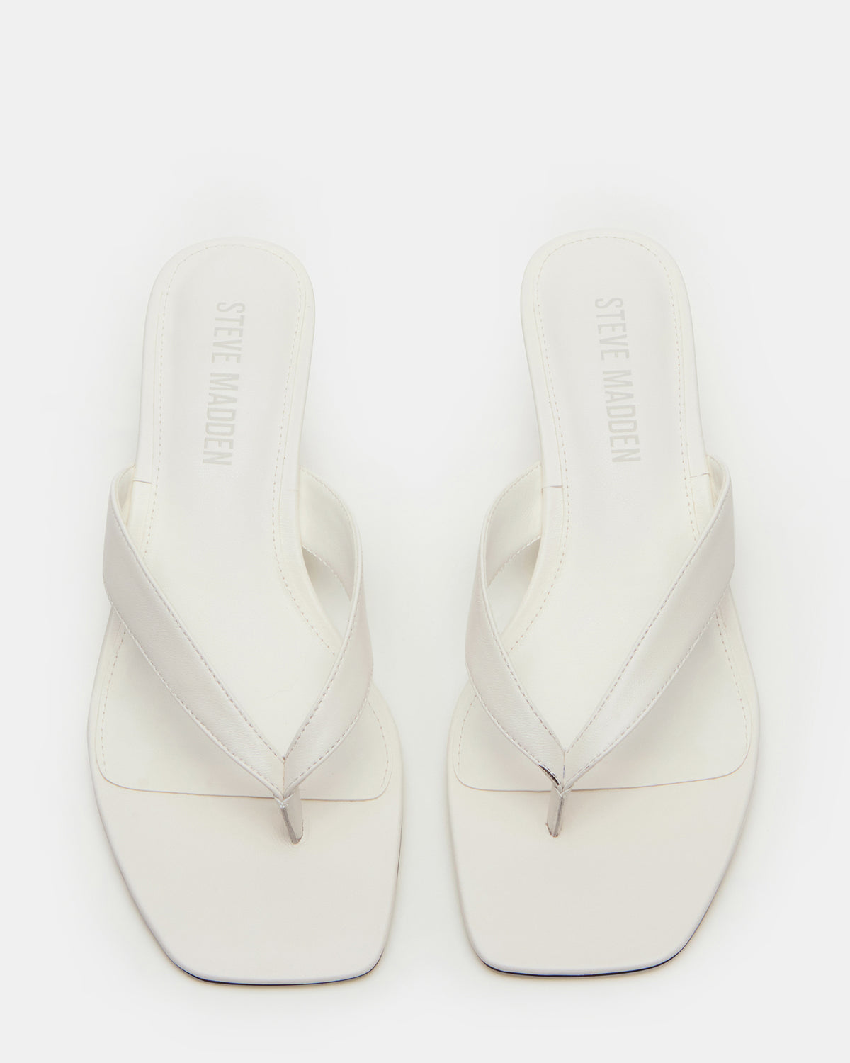 TRACIE White Leather Thong Strap Women's Kitten Heel Steve Madden WHITE LEATHER