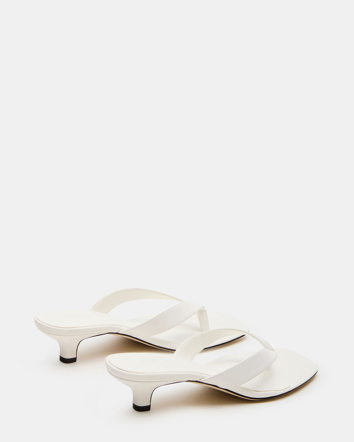 TRACIE White Leather Thong Strap Women's Kitten Heel Steve Madden WHITE LEATHER