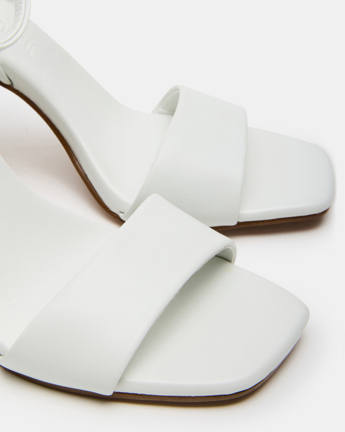 MESSA White Leather Women's Square-Toe Block Heel Steve Madden WHITE LEATHER