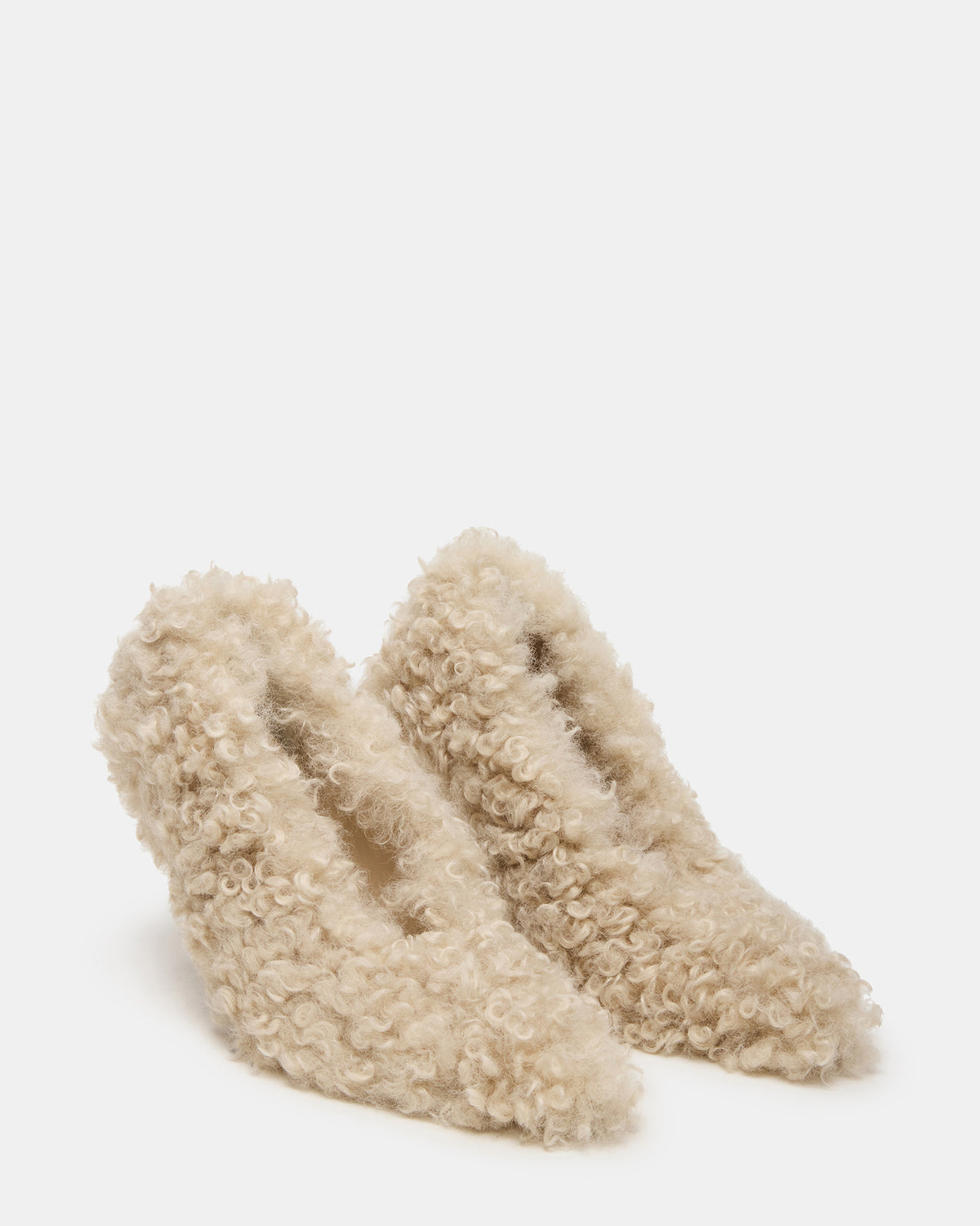 ACHILLES Off-White Pointed-Toe Faux Fur Stiletto Women's Heel Steve Madden OFF-WHITE