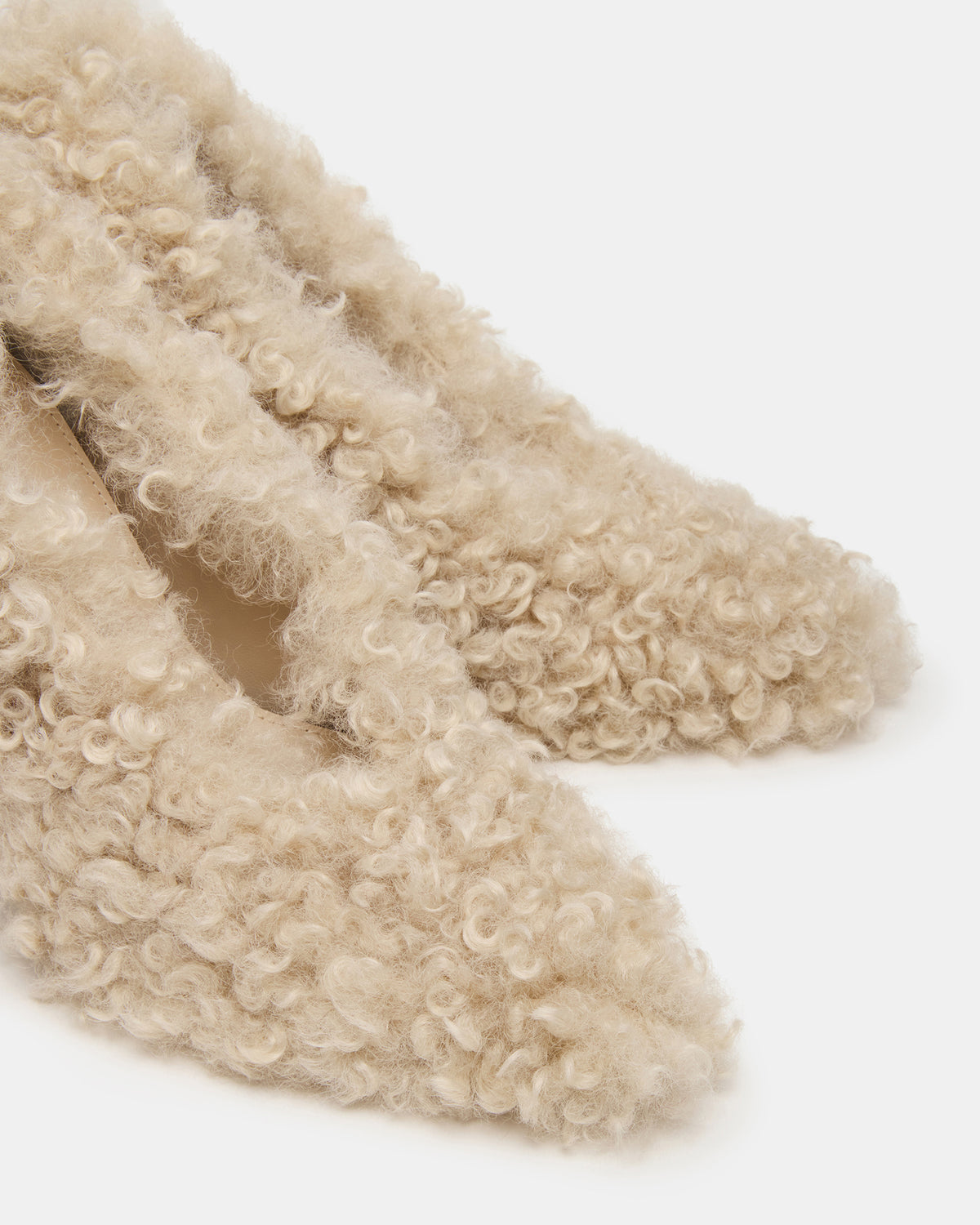 ACHILLES Off-White Pointed-Toe Faux Fur Stiletto Women's Heel Steve Madden OFF-WHITE