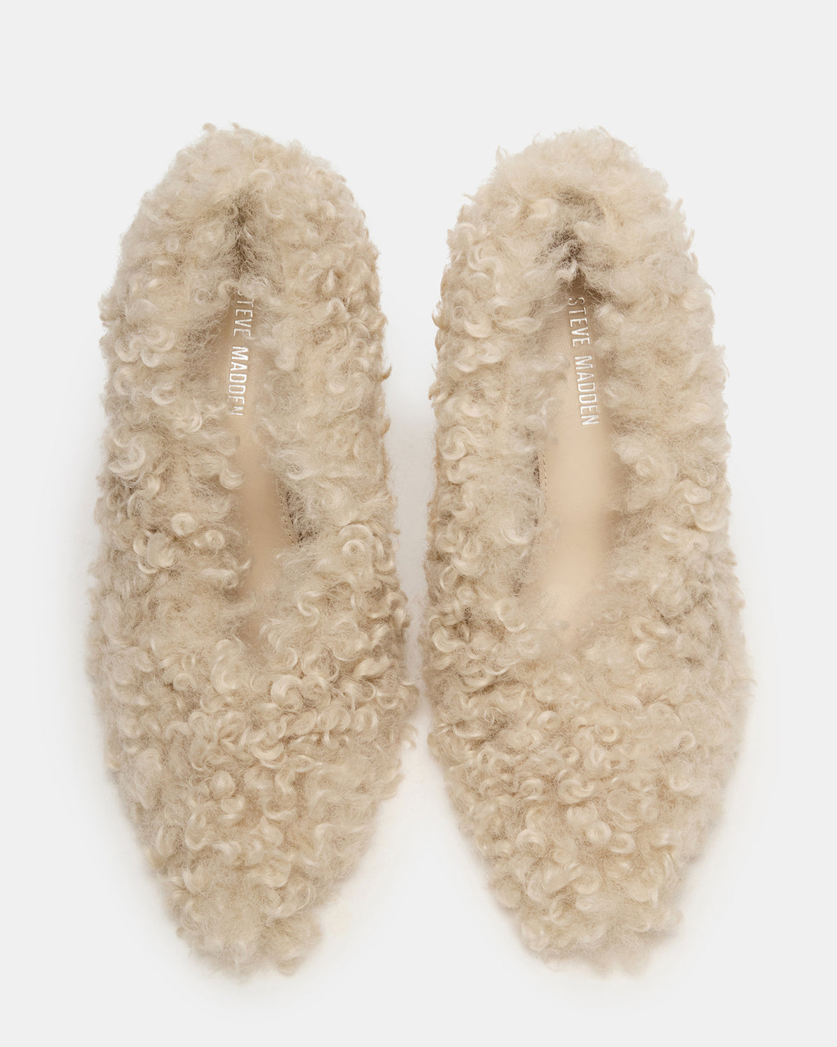 ACHILLES Off-White Pointed-Toe Faux Fur Stiletto Women's Heel Steve Madden OFF-WHITE