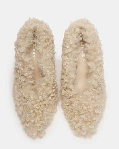 ACHILLES Off-White Pointed-Toe Faux Fur Stiletto Women's Heel Steve Madden OFF-WHITE
