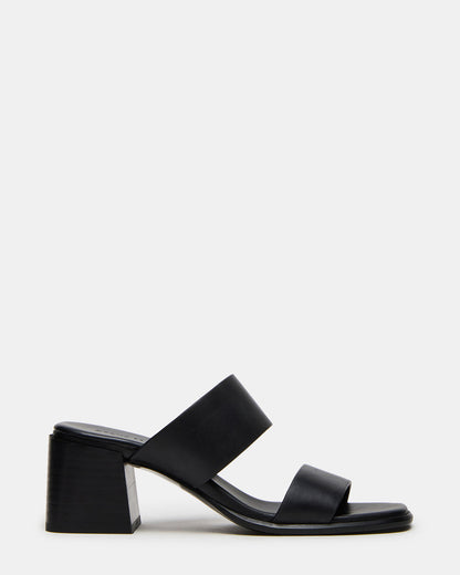 SYCAMORE Black Leather Square-Toe Mule Women's Heel Steve Madden BLACK LEATHER