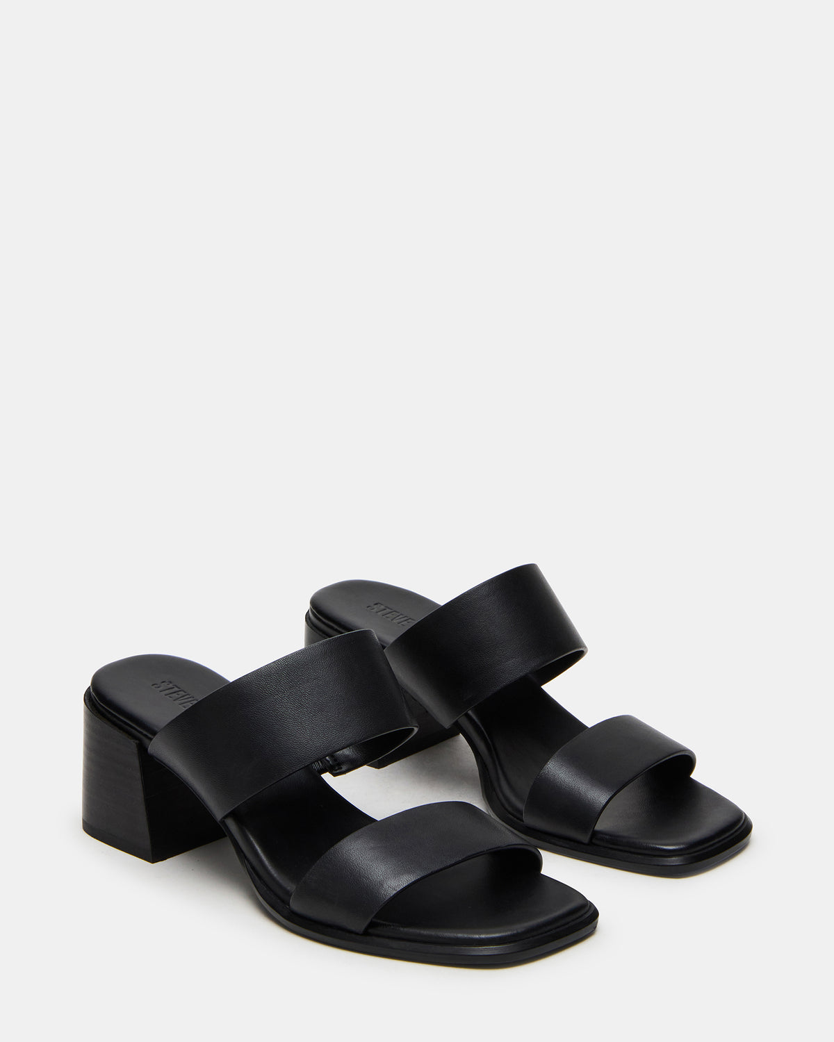 SYCAMORE Black Leather Square-Toe Mule Women's Heel Steve Madden BLACK LEATHER