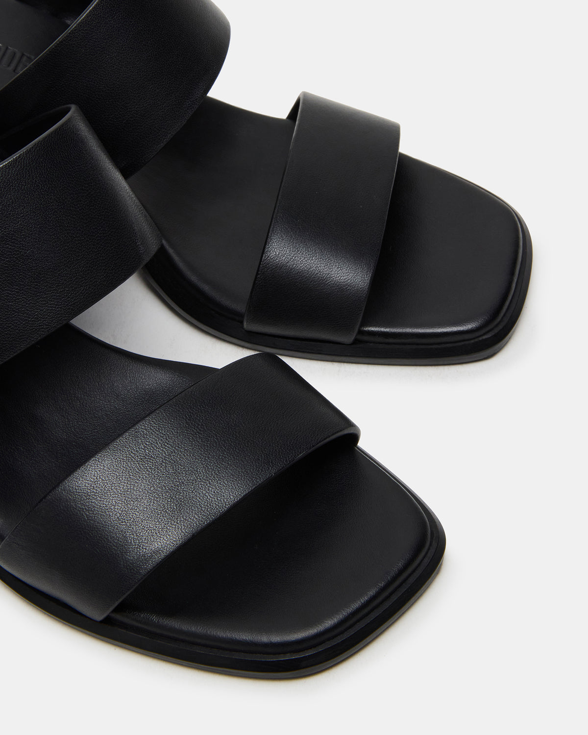 SYCAMORE Black Leather Square-Toe Mule Women's Heel Steve Madden BLACK LEATHER
