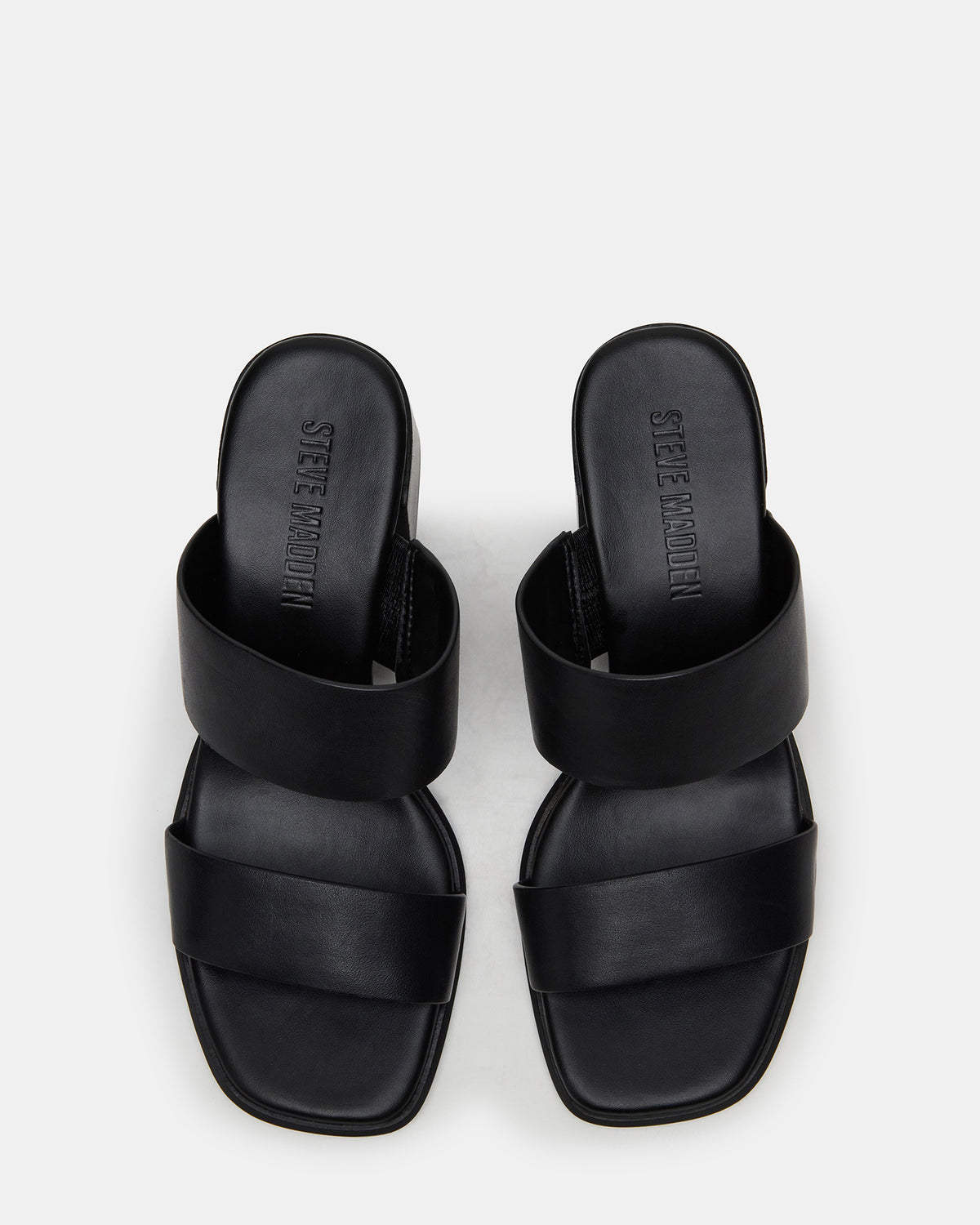 SYCAMORE Black Leather Square-Toe Mule Women's Heel Steve Madden BLACK LEATHER