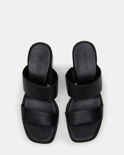 SYCAMORE Black Leather Square-Toe Mule Women's Heel Steve Madden BLACK LEATHER