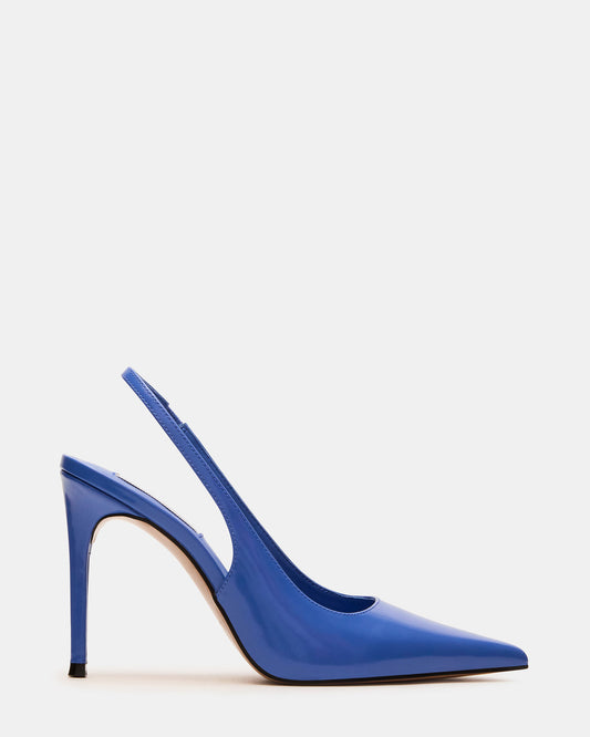 REYES Blue Leather Slingback Stiletto Pointed-Toe Pump Women's Heel